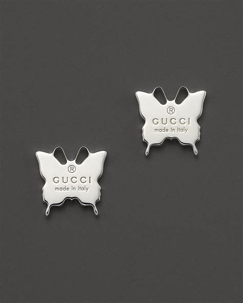 gucci interlocking g stud earrings silver|Gucci silver butterfly earrings.